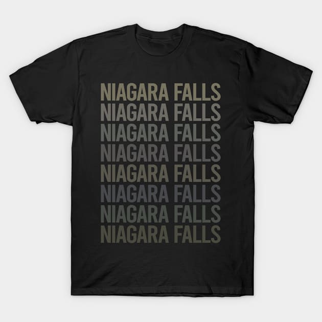 Gray Text Art Niagara Falls T-Shirt by flaskoverhand